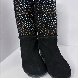SoftWalk Black Boots with Silver and Bronze Studs size 11